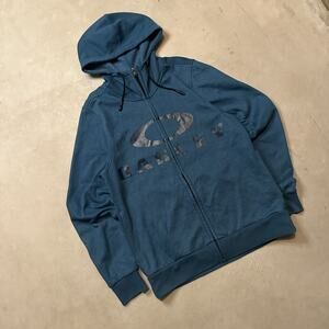 Turquoise Oakley Logo Zip Up Hoodie Size M